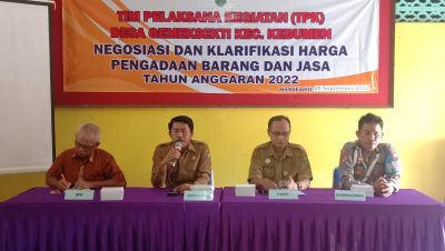 Tim Pelaksana Kegiatan (TPK) Desa Gemeksekti Kecamatan Kebumen Negoisasi dan Klarifikasi Harga Pengadaan Barang dan Jasa Tahun Anggaran 2022