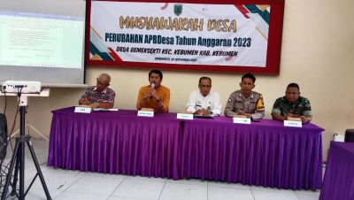 Musyawarah Desa Perubahan APBDesa Tahun Anggaran 2023 Desa Gemeksekti Kecamatan Kebumen Kabupaten Kebumen